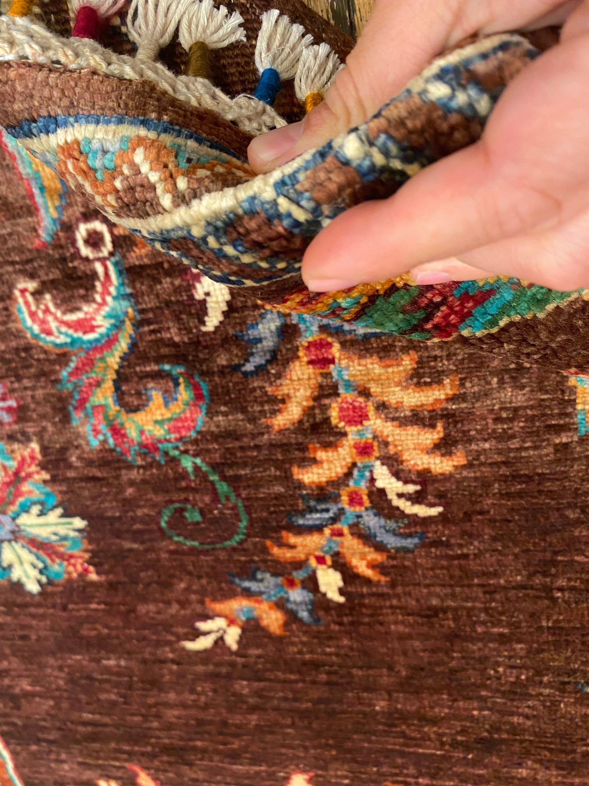 Brown Wool Carpet - Natural Dye Area Rug 4x6ft Cappadocia Rug Collection
