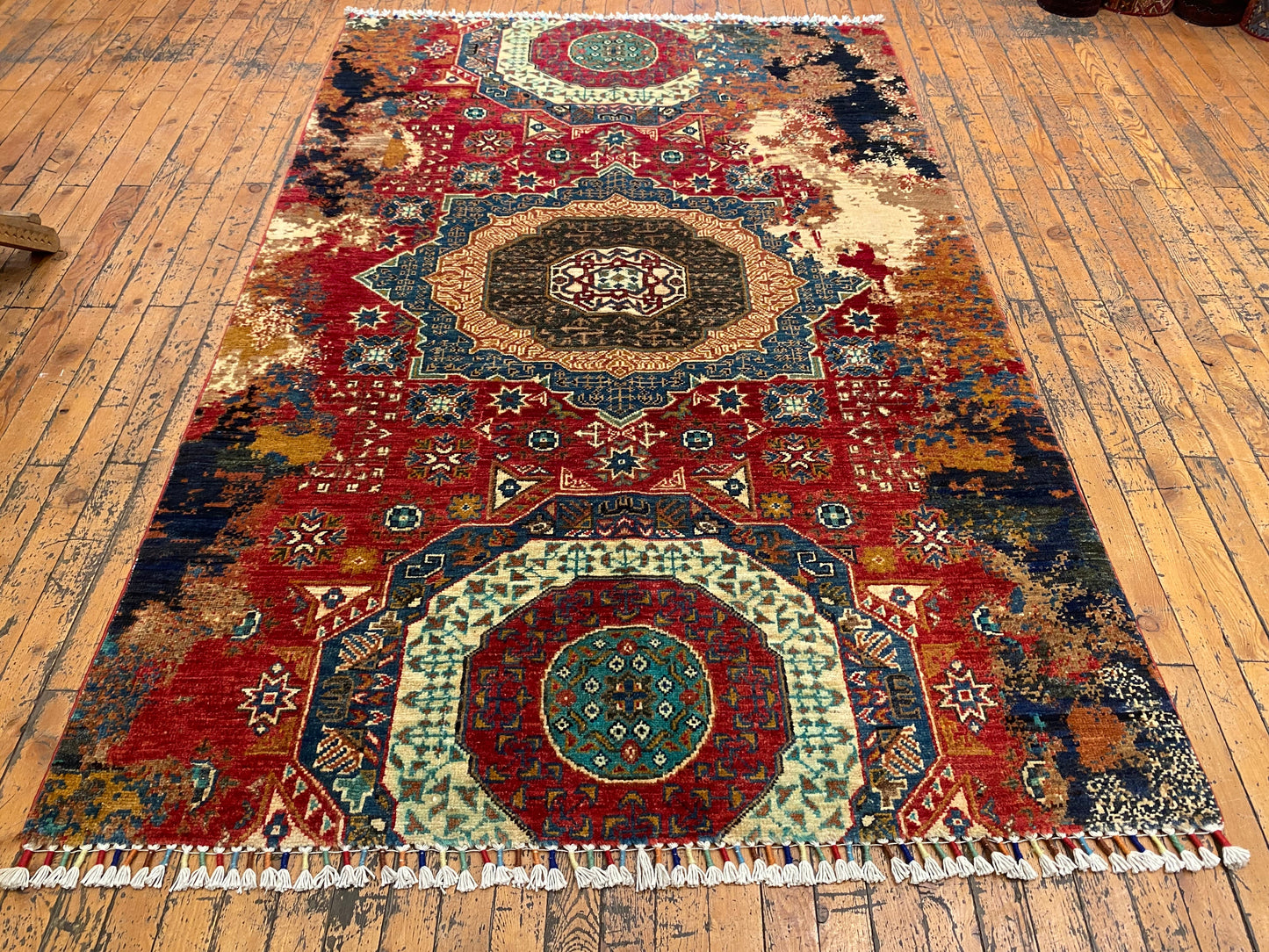 Colorful Geometric Handmade  Rug 4x6 ft (120x180 cm) - Natural Dye Wool Cappadocia Rug Collection