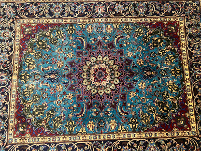 Hand-Knotted Wool Oriental Rug Featuring Geometric Design 5”x7”