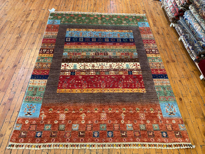 Tribal Gabbeh Handmade Wool Rug 5x7 ft Cappadocia Rug Collection