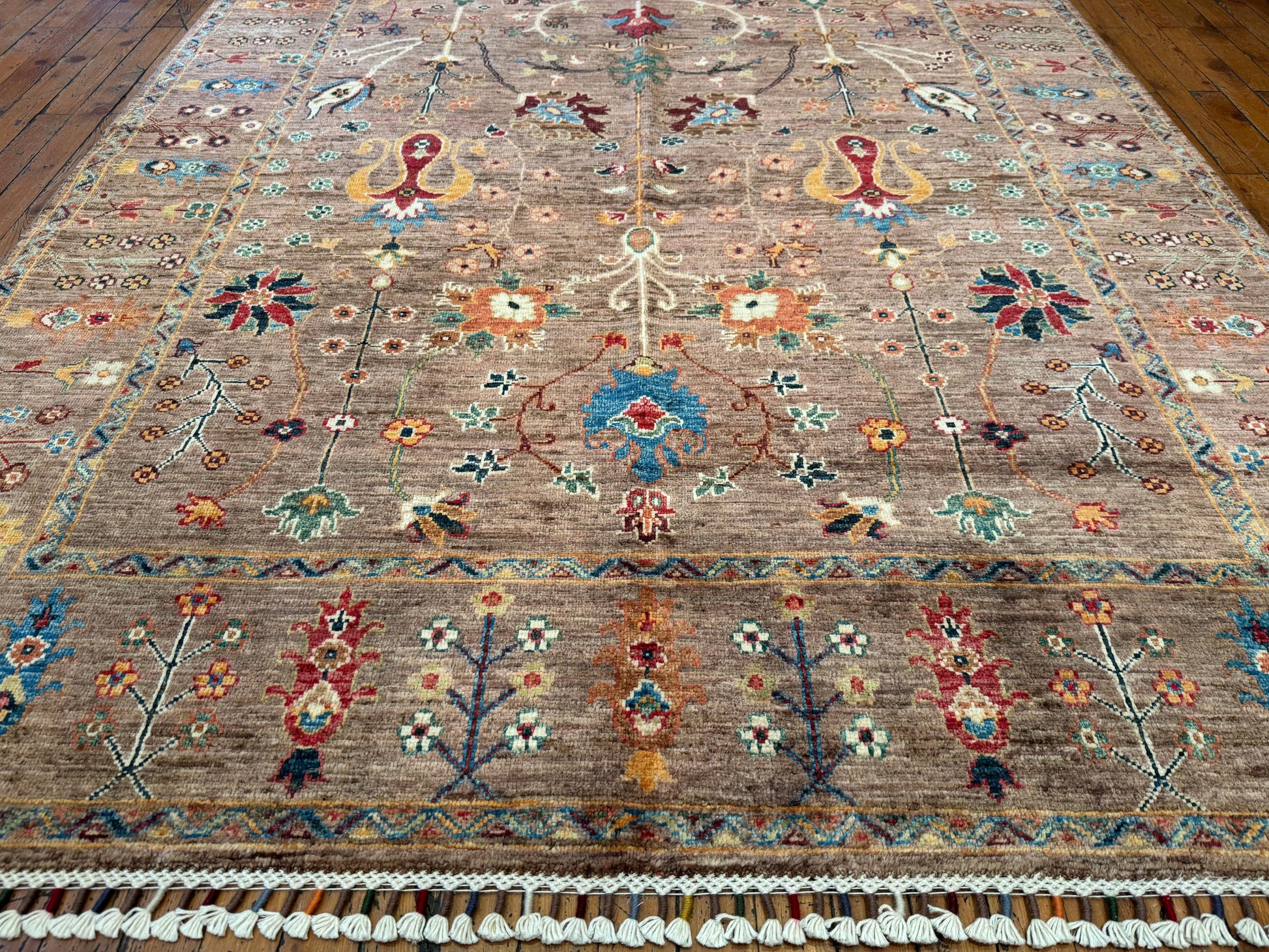 Brown Sultani Handmade Carpet,Floral Rug 5x7ft Cappadocia Rug Collection