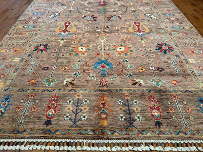Brown Sultani Handmade Carpet,Floral Rug 5x7ft Cappadocia Rug Collection