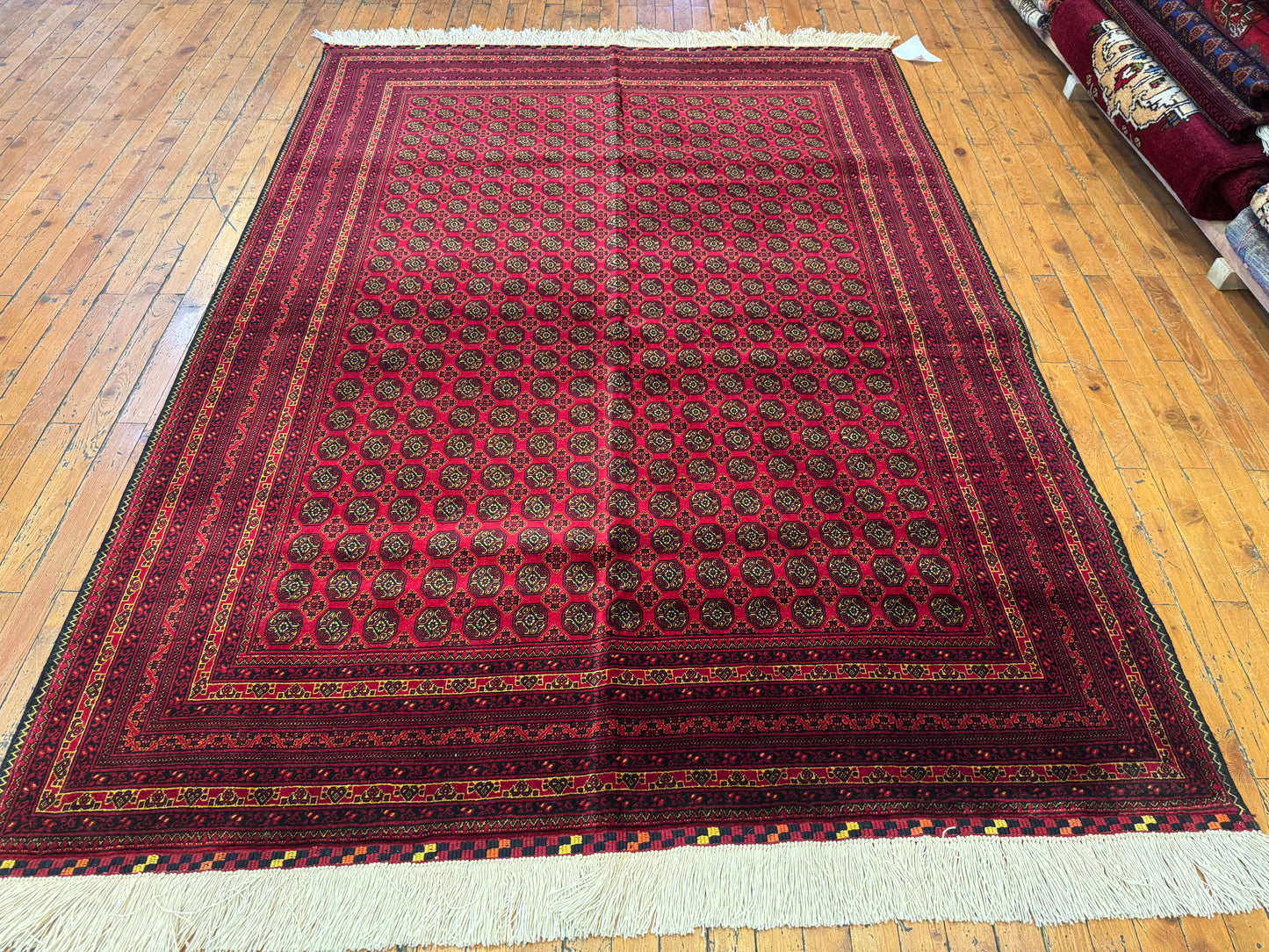 Dark Red Bukhara Natural Handmade Carpet 5x7ft Cappadocia Rug Collection