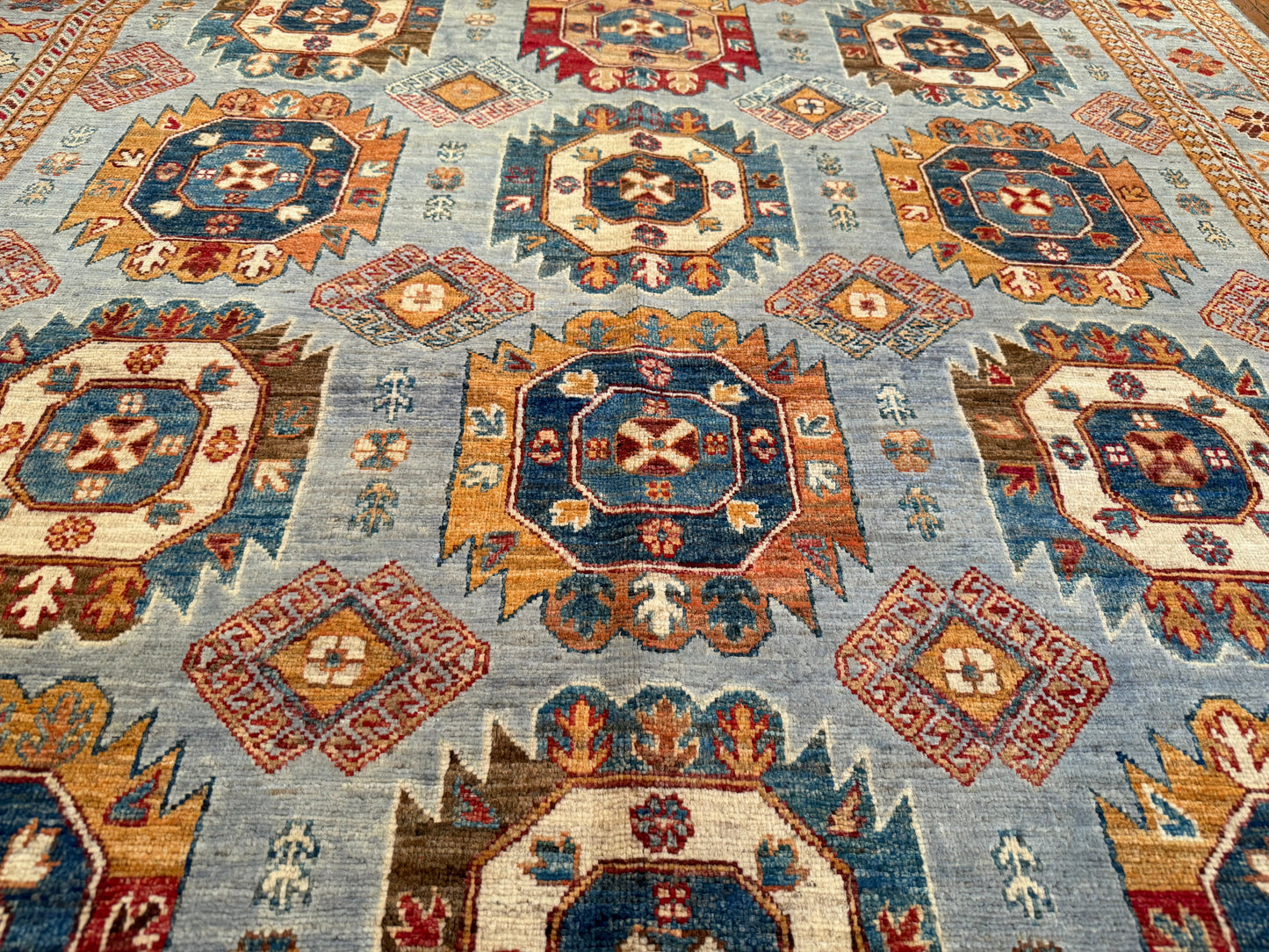Turquoise Anatolian Handmade Area Carpet 6 x 8 ft Cappadocia Rug Collection