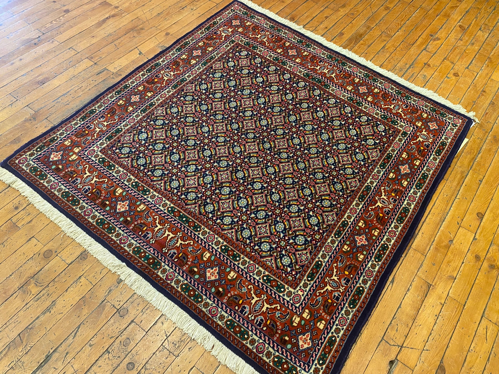 Hereke Square Rug 4x4 ft - Handwoven Turkish Carpet Premium Quality Cappadocia Rug Collection