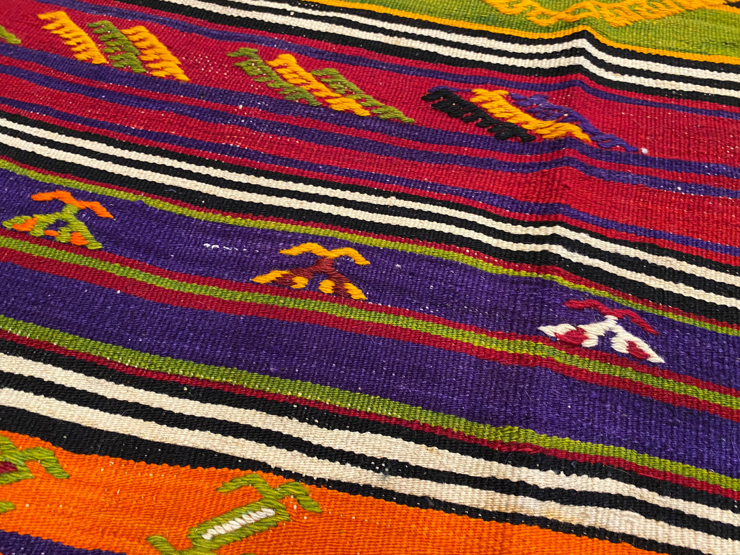 Vintage Anatolian Kilim with Natural Dyes and Unique Motifs Cappadocia Rug Collection