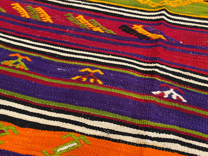 Vintage Anatolian Kilim with Natural Dyes and Unique Motifs Cappadocia Rug Collection