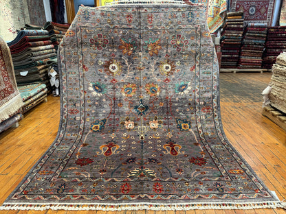 Gray Handwoven Wool Rug – Traditional Floral Oriental Design 5x7ft Cappadocia Rug Collection
