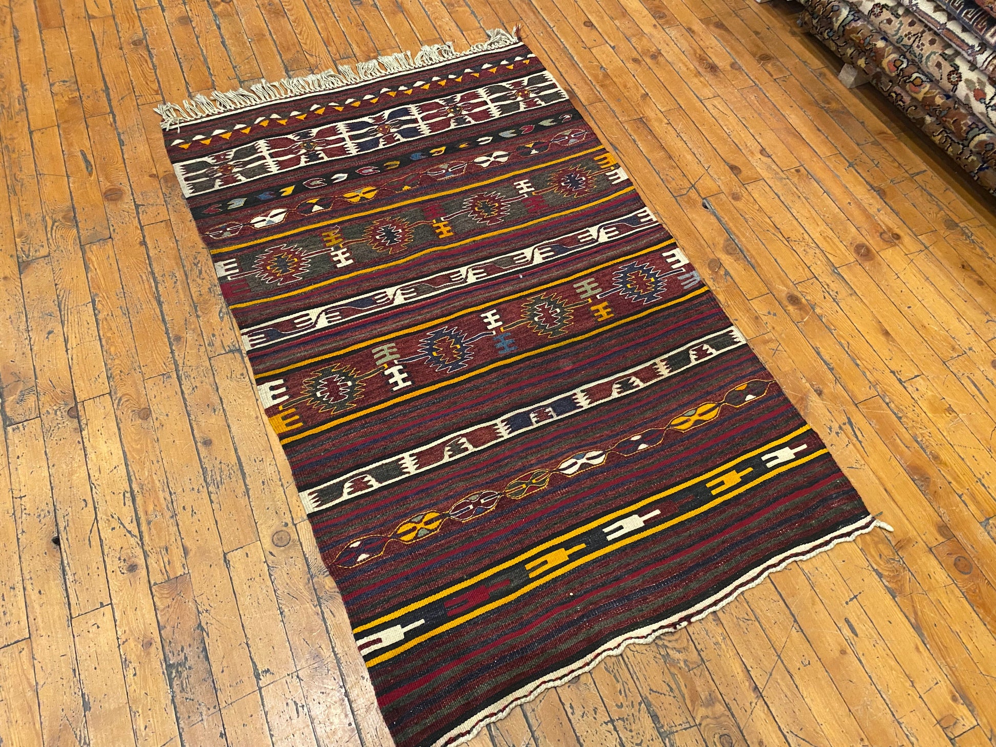 Turkish Wool Kilim Rug 3x4 ft - Handwoven Vintage Flatweave Carpet Cappadocia Rug Collection