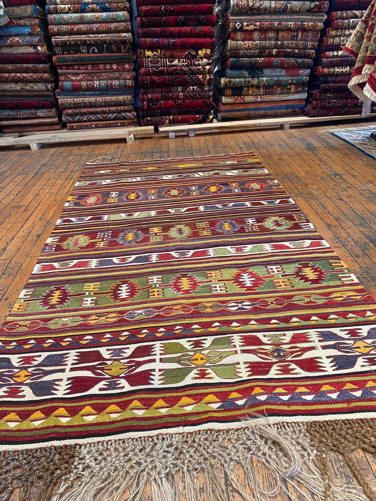 Nomadic Turkish Area Handmade Kilim Rug Cappadocia Rug Collection