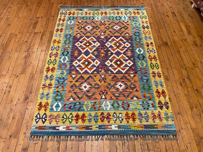 Handmade Are Kilim Rug 4x6 ft | Authentic Turkish Flatweave Carpet | 125x180 cm Cappadocia Rug Collection
