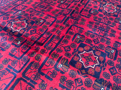 Handwoven Burgundy Area Rug – Wool, Traditional Geometric Motifs 5x8ft Cappadocia Rug Collection