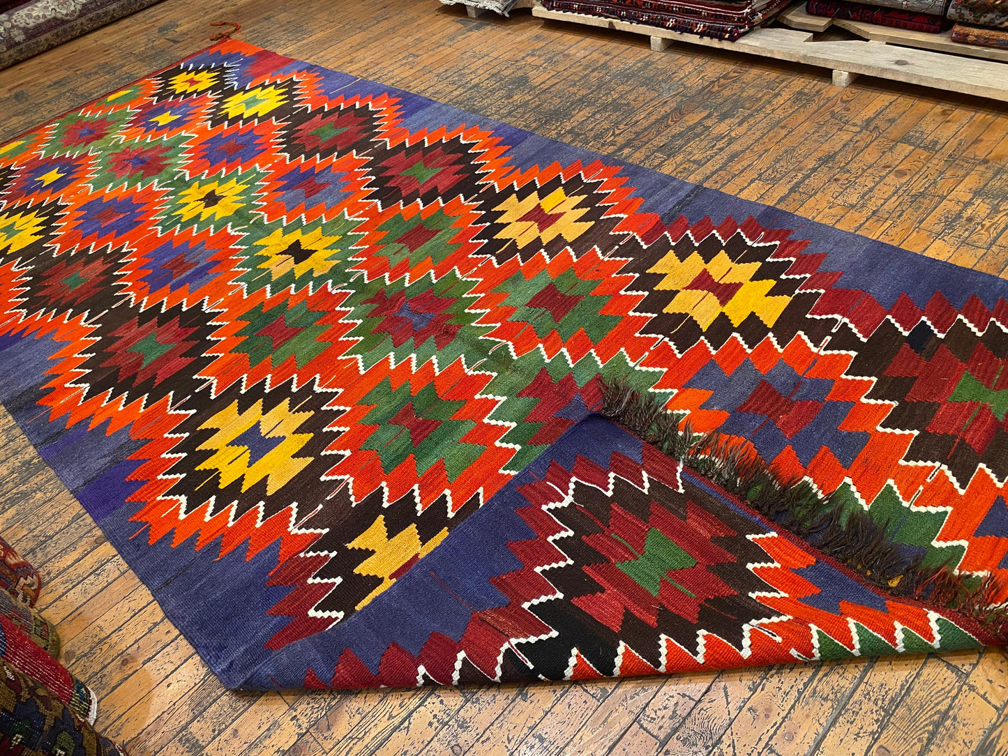 Colorful Geometric Handmade Kilim Rug Cappadocia Rug Collection