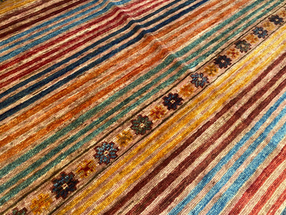Geometric and Stripe Pattern Handmade Rug 4x6 ft Cappadocia Rug Collection
