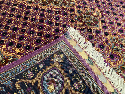 Geometric Design Handmade Wool Area Rug, Knotted Pile 5”x7”ft