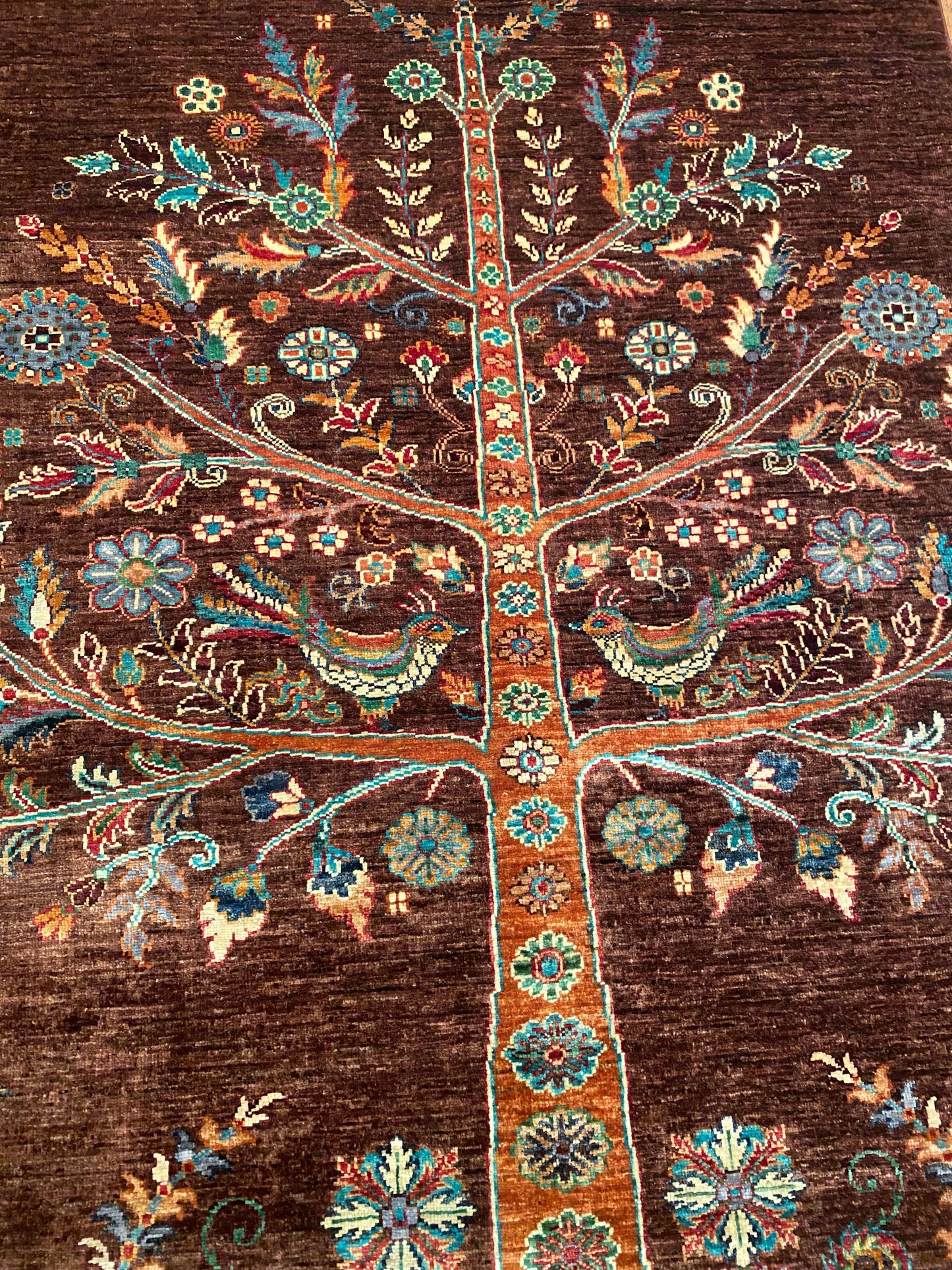 Brown Wool Carpet - Natural Dye Area Rug 4x6ft Cappadocia Rug Collection