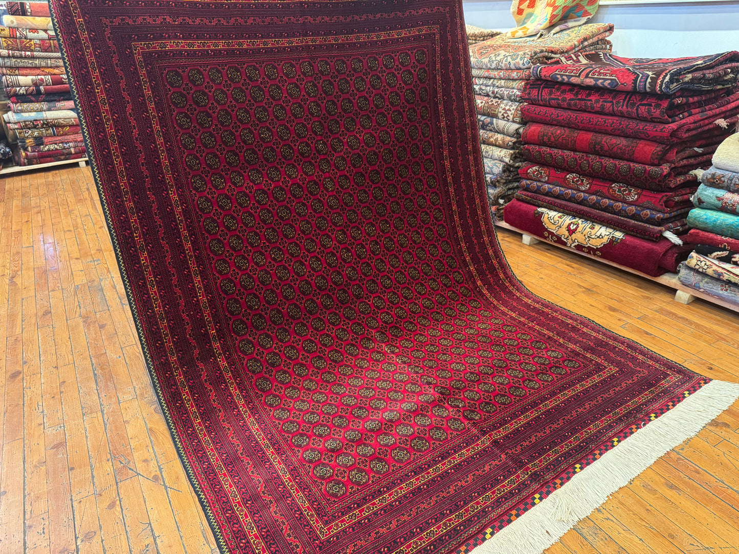 Dark Red Bukhara Natural Handmade Carpet 5x7ft Cappadocia Rug Collection