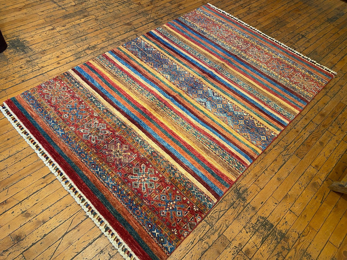 Stripe Pattern Handmade Rug 4x6 - Premium Wool Carpet | Free Shipping Cappadocia Rug Collection