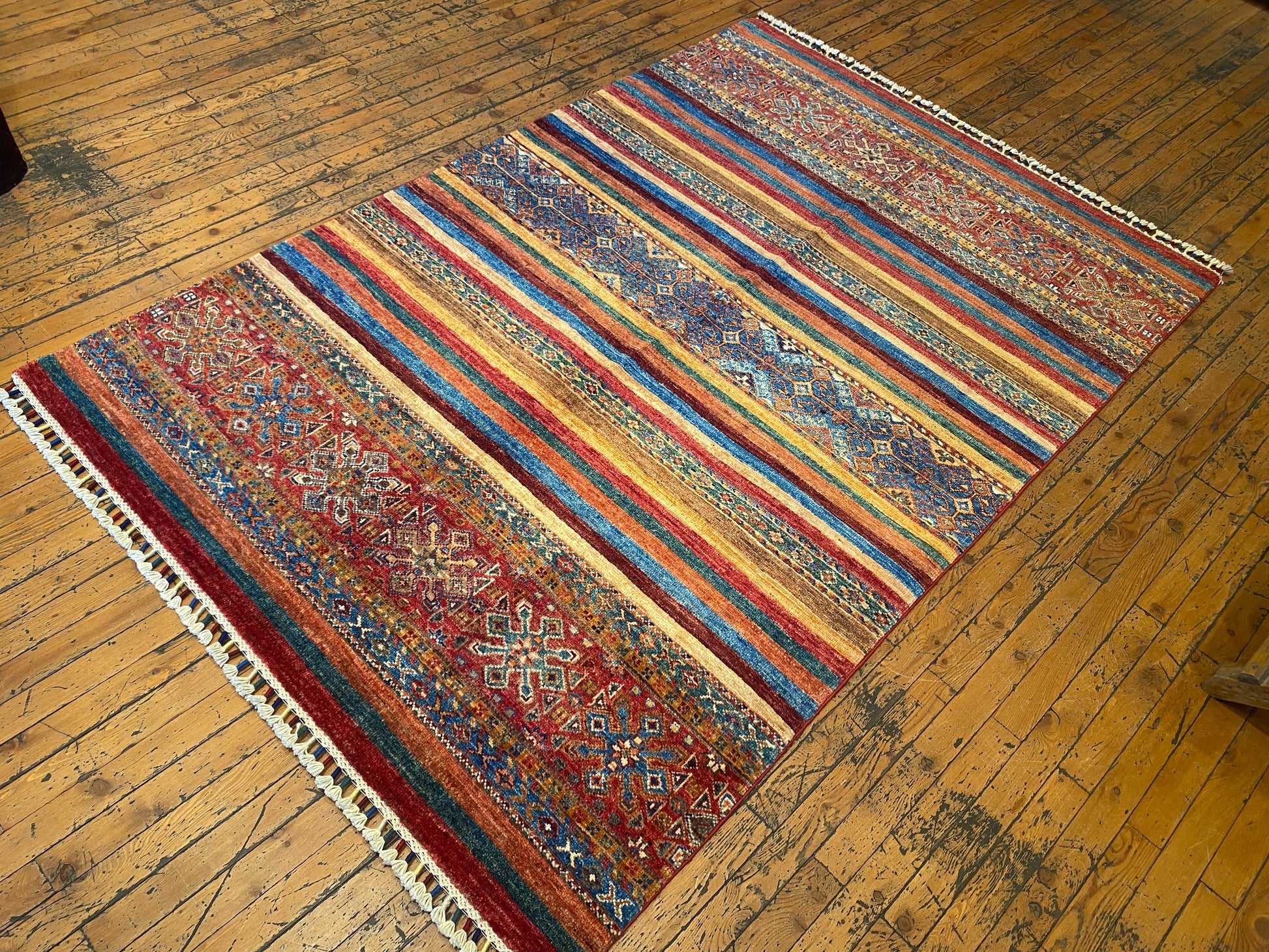 Stripe Pattern Handmade Rug 4x6 - Premium Wool Carpet | Free Shipping Cappadocia Rug Collection