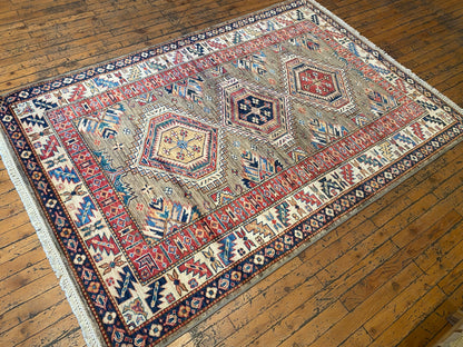 Geometric Design Handwoven Rug 4x6 ft Cappadocia Rug Collection