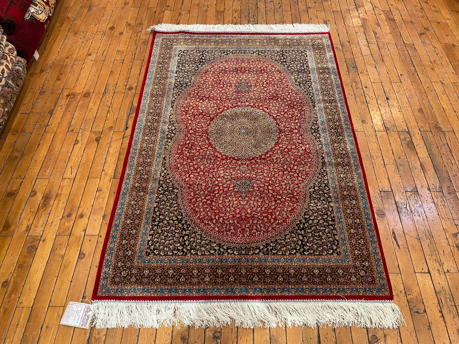 Luxury Turkish Red Silk Rug - Premium Rug 3'2"x4'9" (100x150cm) Cappadocia Rug Collection