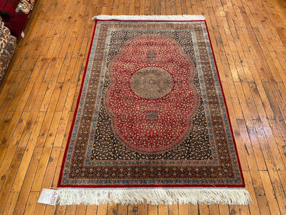 Luxury Turkish Red Silk Rug - Premium Rug 3'2"x4'9" (100x150cm) Cappadocia Rug Collection