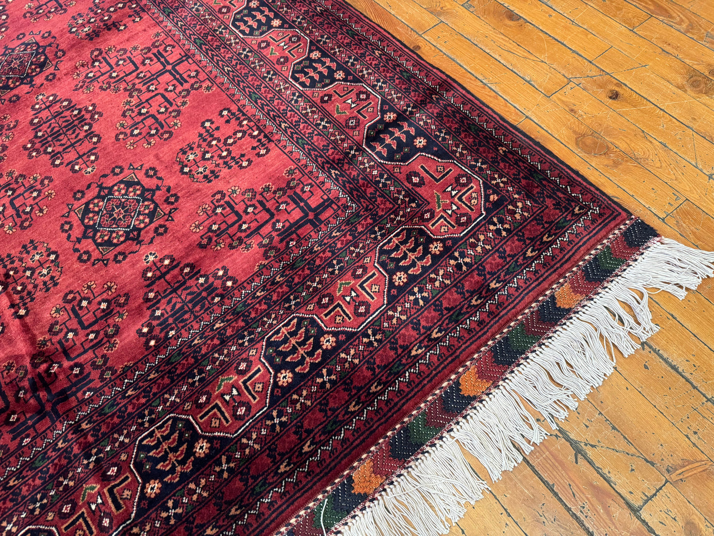 Dark Red Hand-Knotted Natural Carpet 5x6.5ft Cappadocia Rug Collection