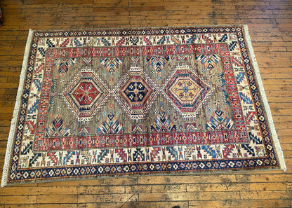 Geometric Design Handwoven Rug 4x6 ft Cappadocia Rug Collection