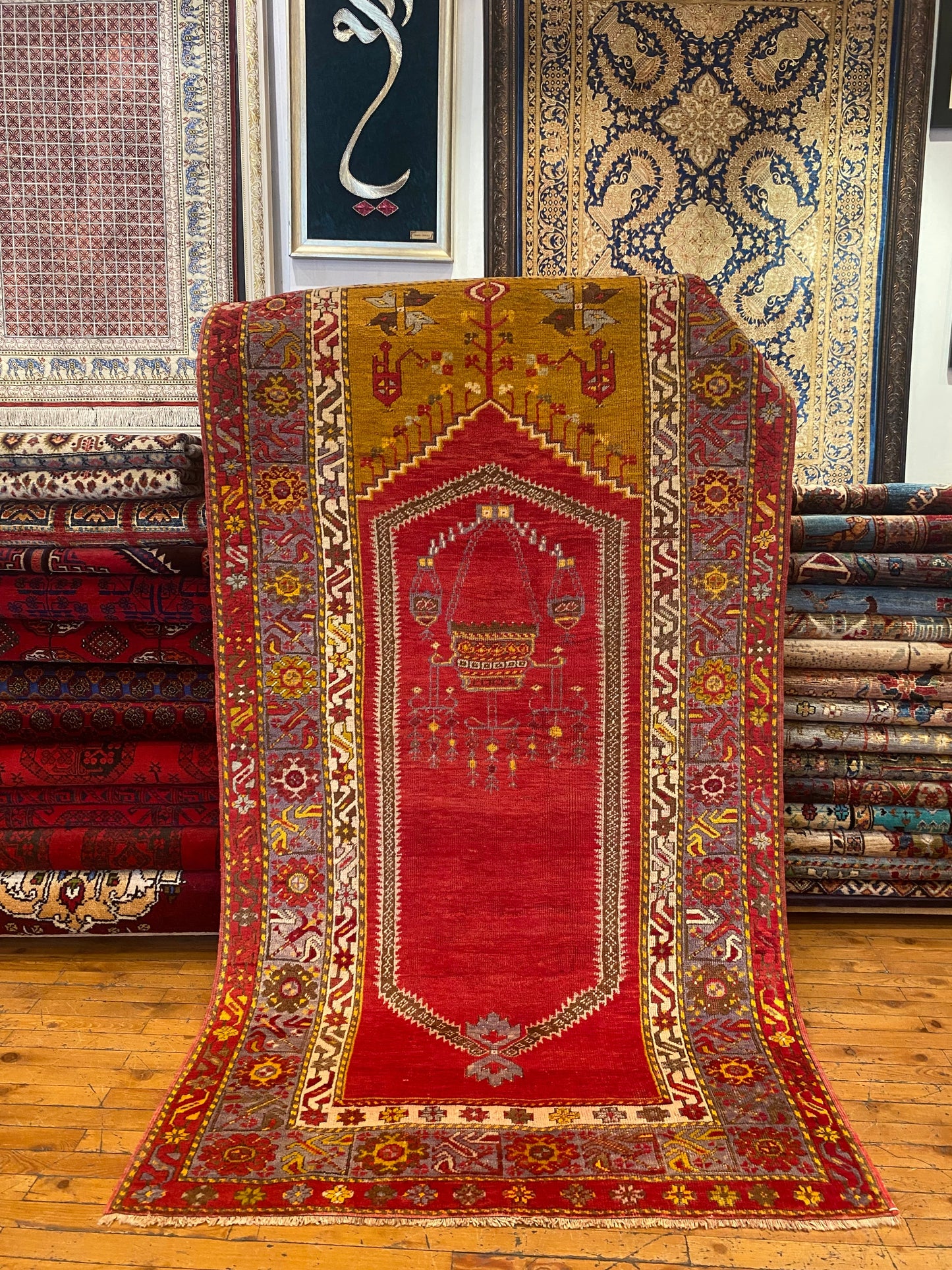 Antique Turkish Anatolian Handmade Rug 4x7 ft | Vintage Carpet Cappadocia Rug Collection