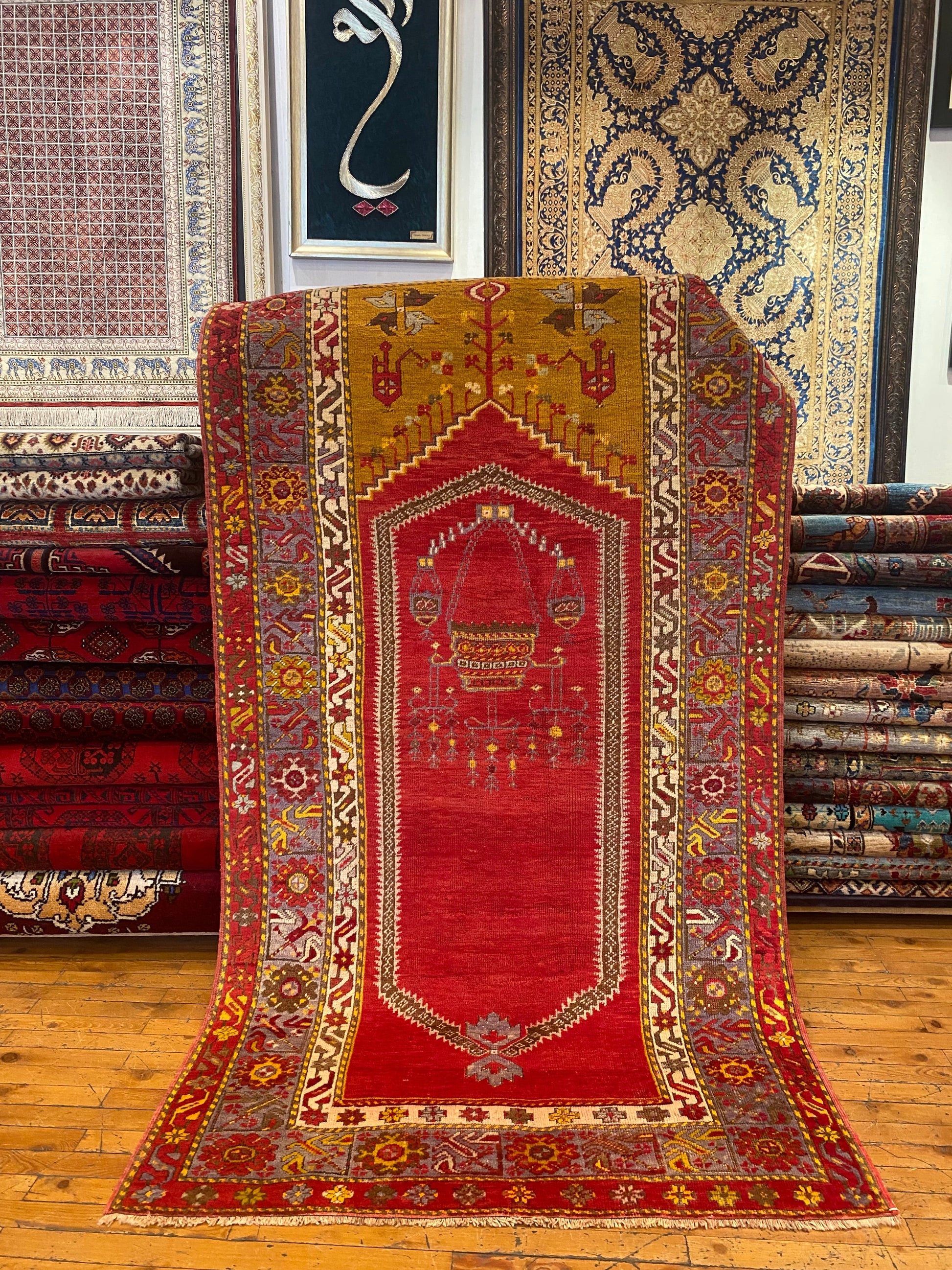 Antique Turkish Anatolian Handmade Rug 4x7 ft | Vintage Carpet Cappadocia Rug Collection