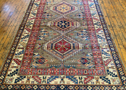 Geometric Design Handwoven Rug 4x6 ft Cappadocia Rug Collection