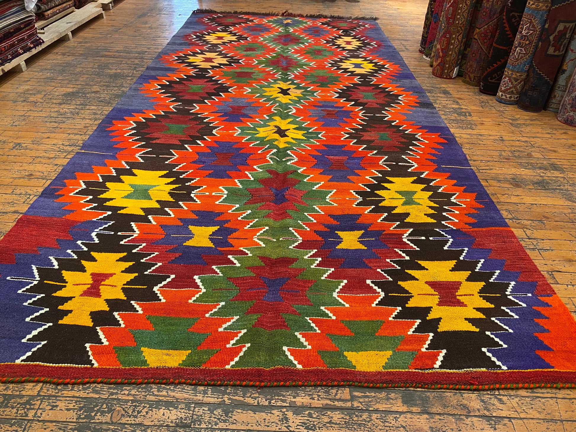 Colorful Geometric Handmade Kilim Rug Cappadocia Rug Collection