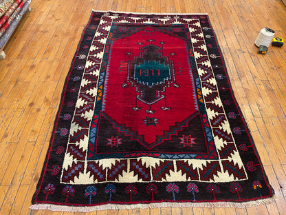 Dark Colors Traditional Handmade Rug 4x6ft