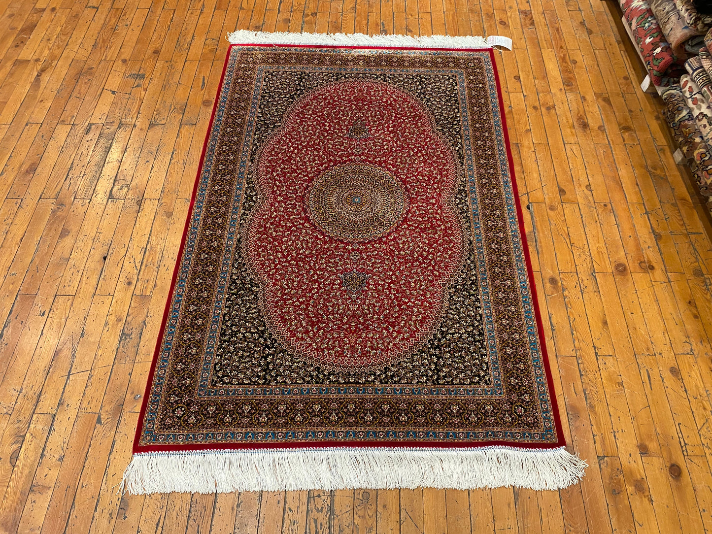 Luxury Turkish Red Silk Rug - Premium Rug 3'2"x4'9" (100x150cm) Cappadocia Rug Collection