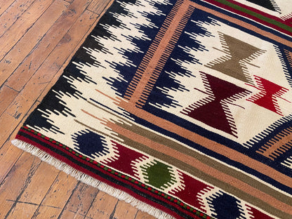 Anatolia Geometric Design Kilim Rug 3x6 ft - Handwoven Turkish Kilim Runner Cappadocia Rug Collection