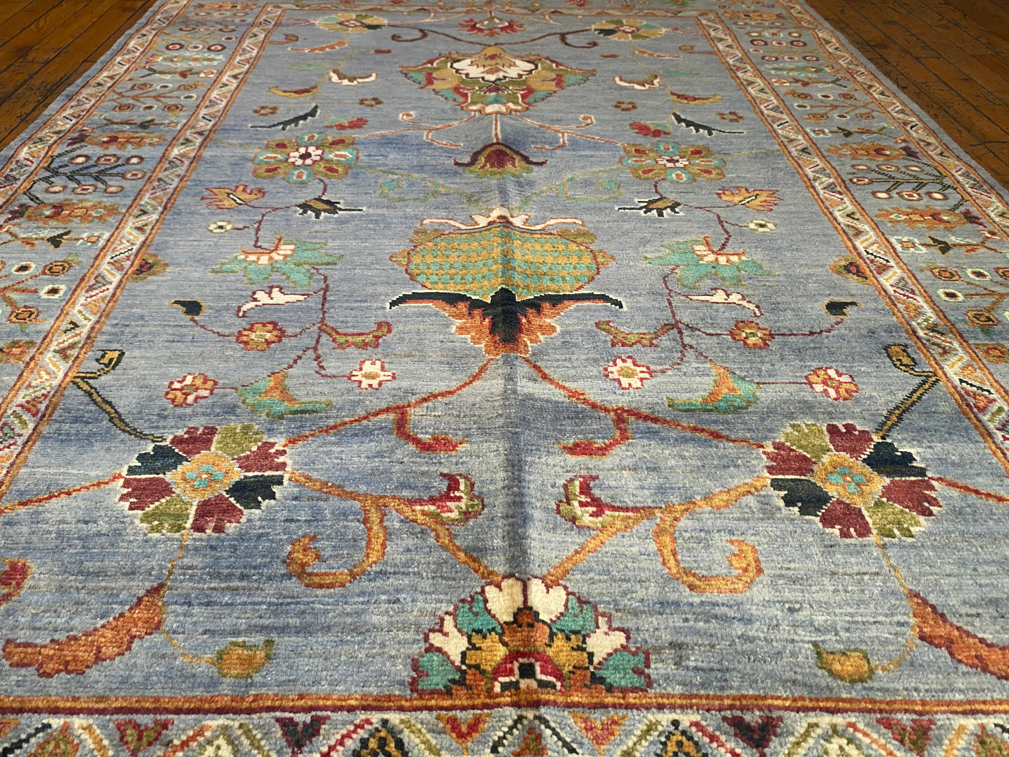 Handwoven Turquoise Floral Kilim Rug 4x6 ft - Premium Area Rug Cappadocia Rug Collection