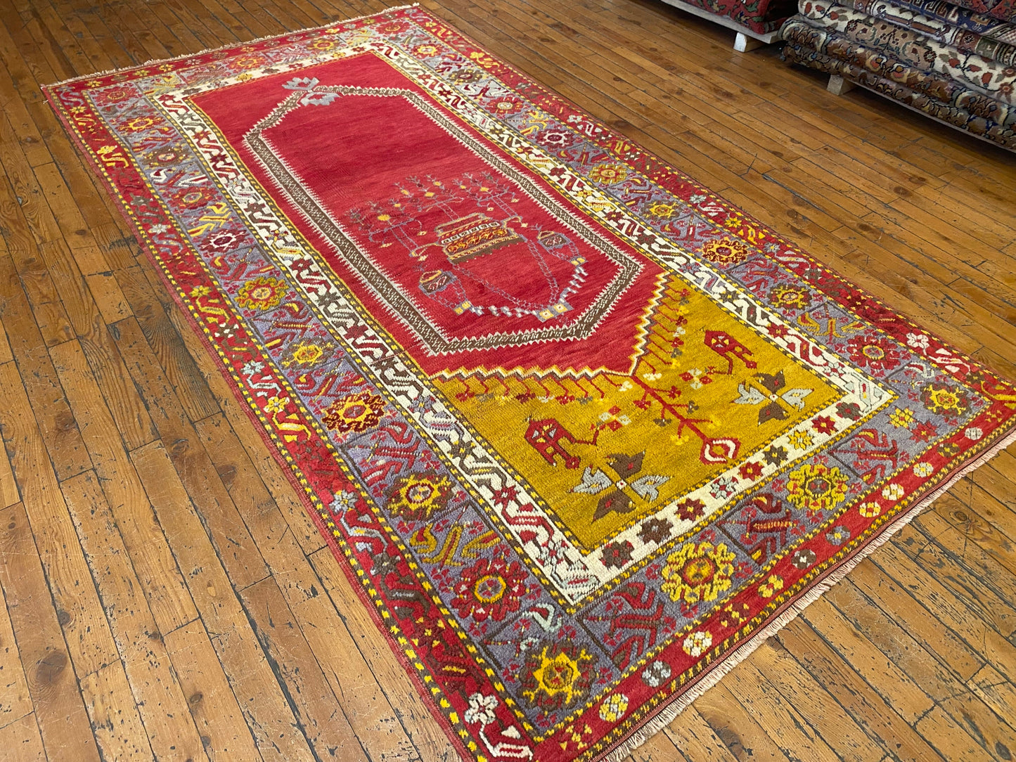 Antique Turkish Anatolian Handmade Rug 4x7 ft | Vintage Carpet Cappadocia Rug Collection