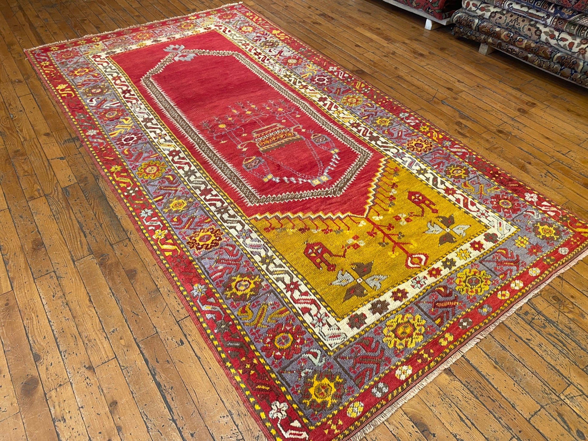 Antique Turkish Anatolian Handmade Rug 4x7 ft | Vintage Carpet Cappadocia Rug Collection