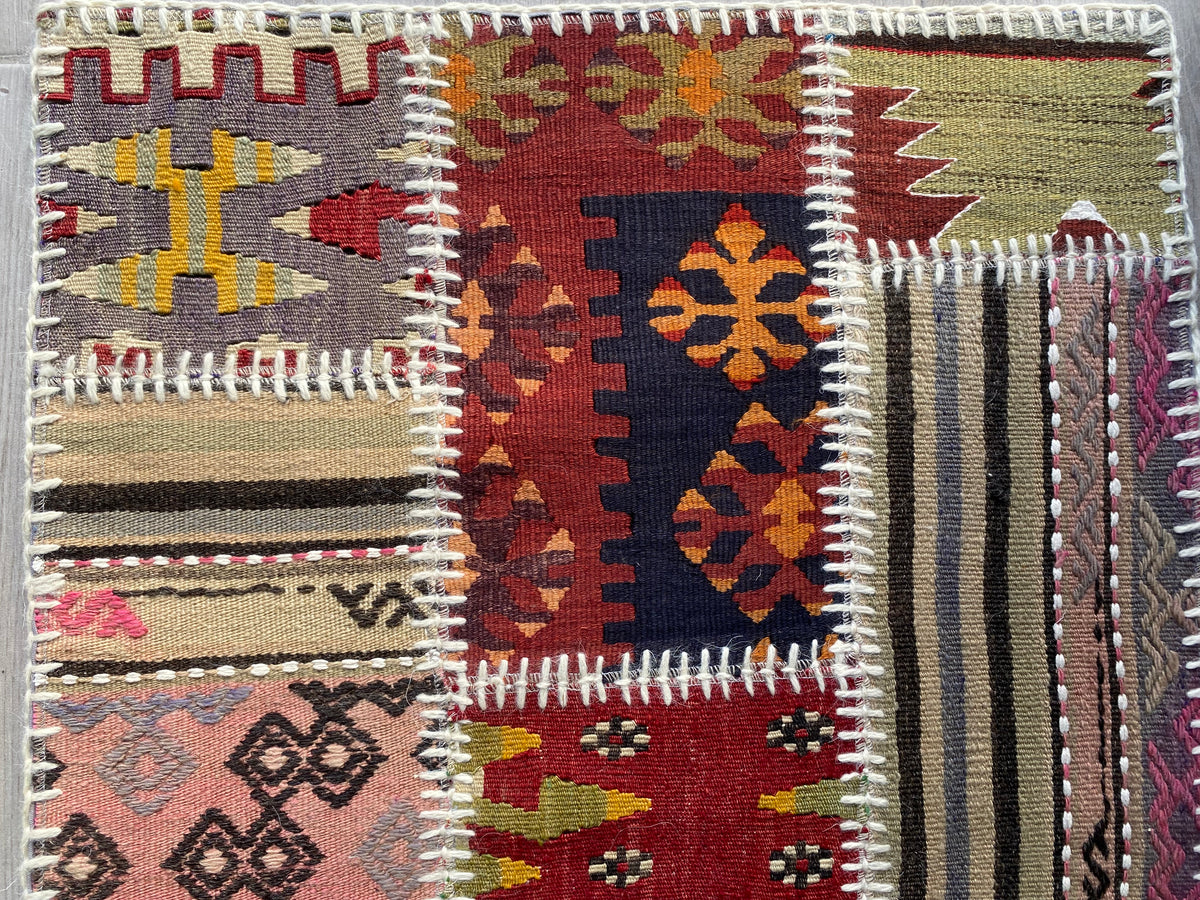 Colorful Turkish Patchwork Rug 2x3ft Cappadocia Rug Collection
