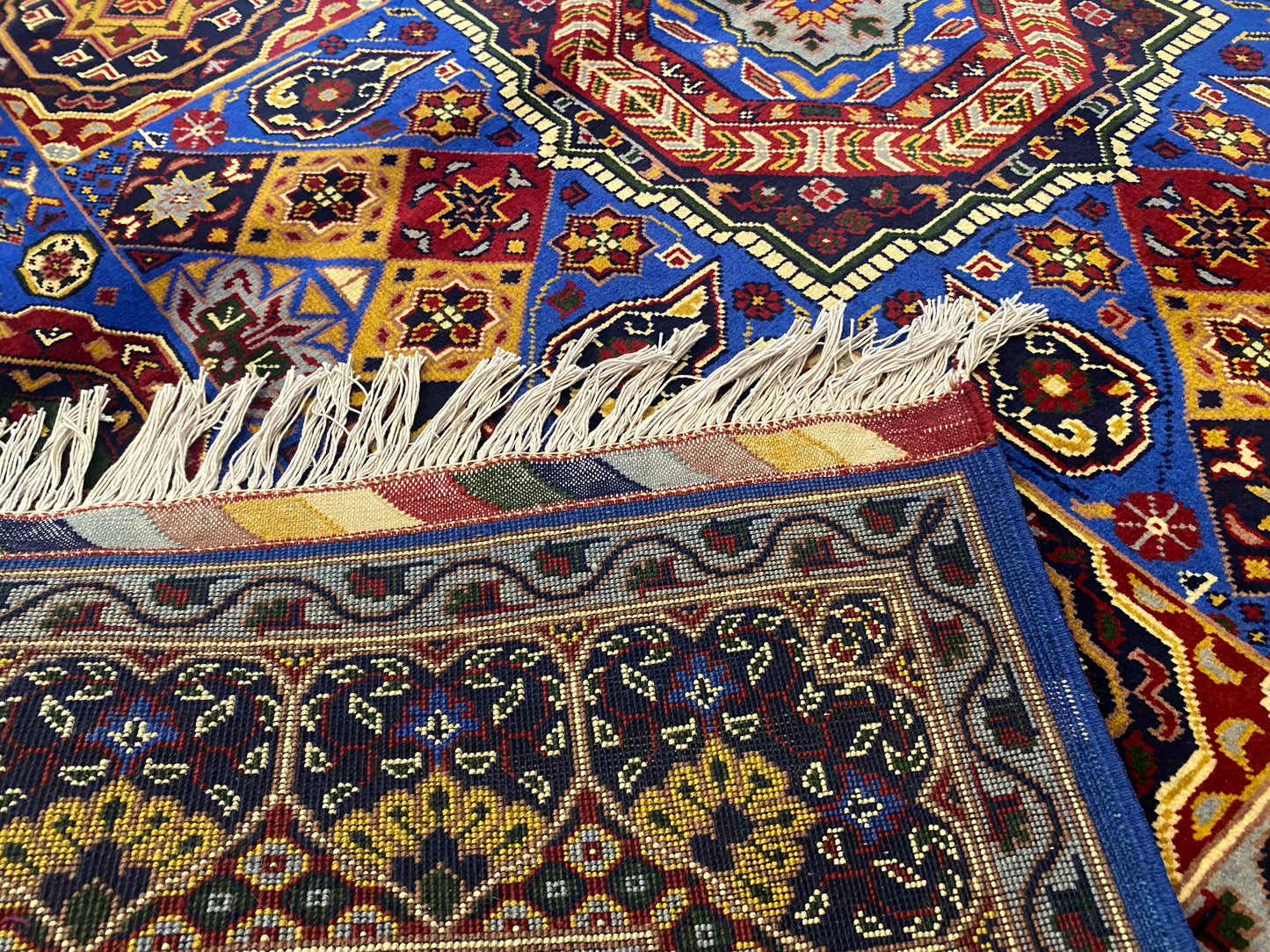 High-Quality Hand-Knotted Geometric Wool Rug, Oriental Style 5”x7”