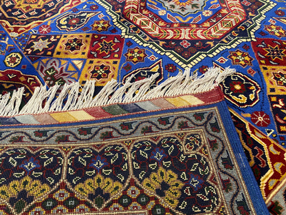 High-Quality Hand-Knotted Geometric Wool Rug, Oriental Style 5”x7”