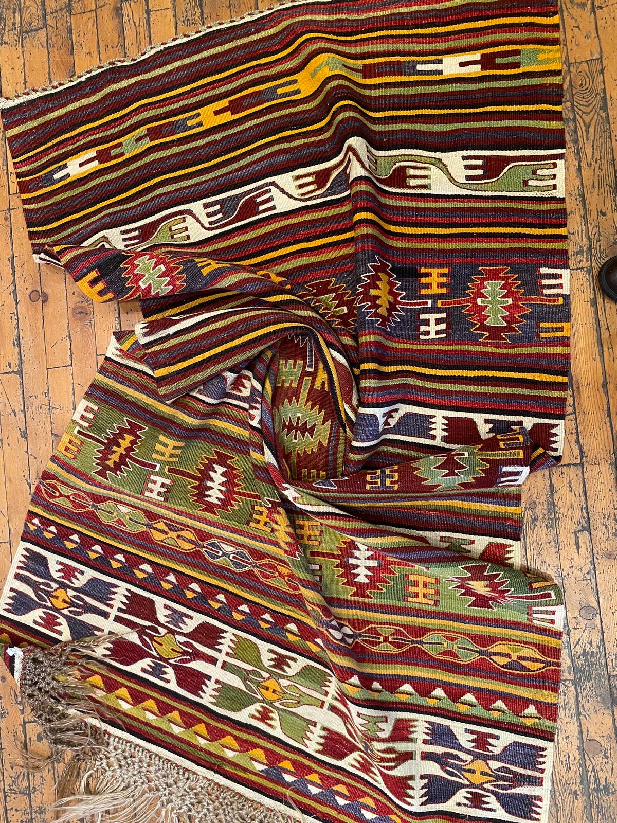 Nomadic Turkish Area Handmade Kilim Rug Cappadocia Rug Collection