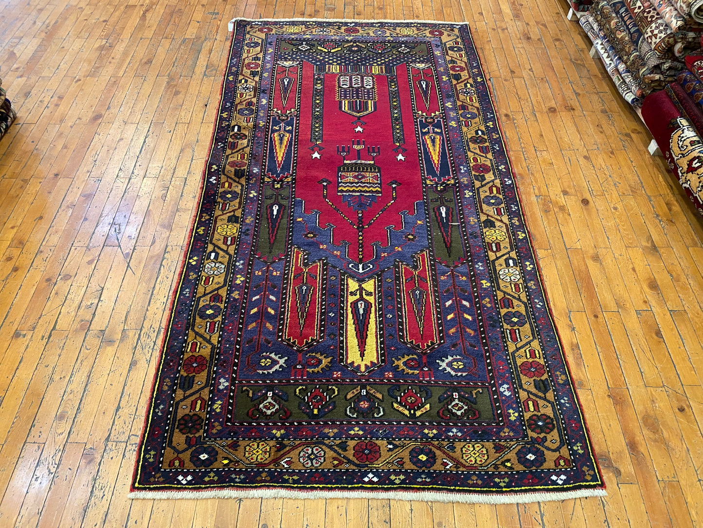 Traditional Handmade Turkish Cappadocia Prayer Rug 4x7ft