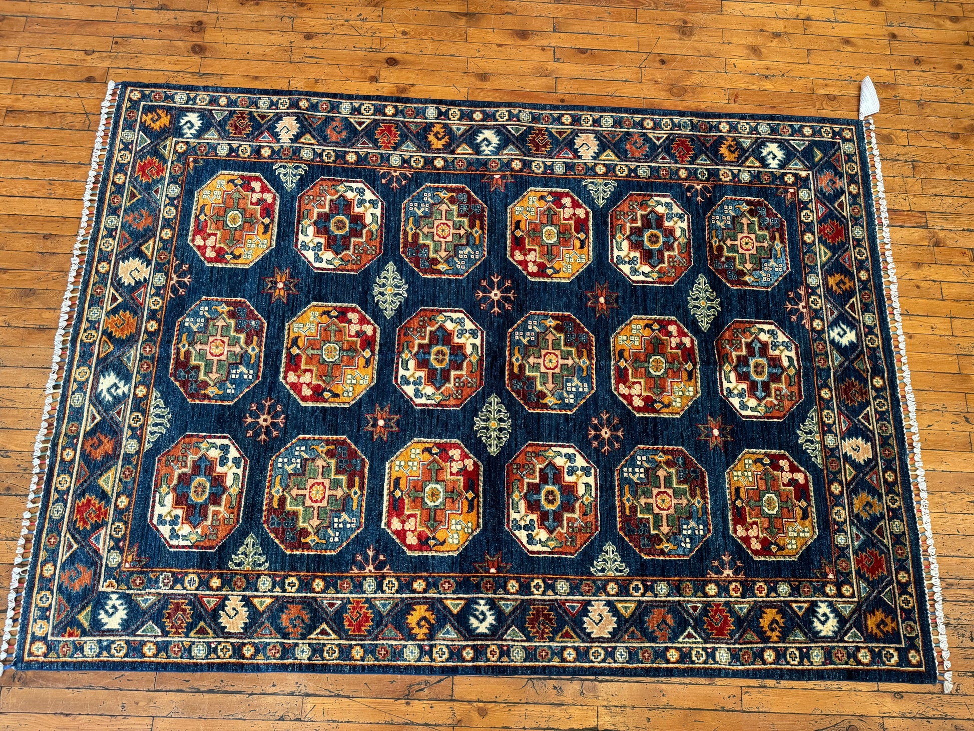 Handwoven Blue Luxury Wool Rug 5x7ft – Geometric Design for Traditional & Modern Decor Cappadocia Rug Collection