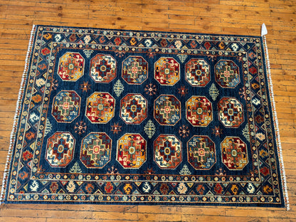 Handwoven Blue Luxury Wool Rug 5x7ft – Geometric Design for Traditional & Modern Decor Cappadocia Rug Collection