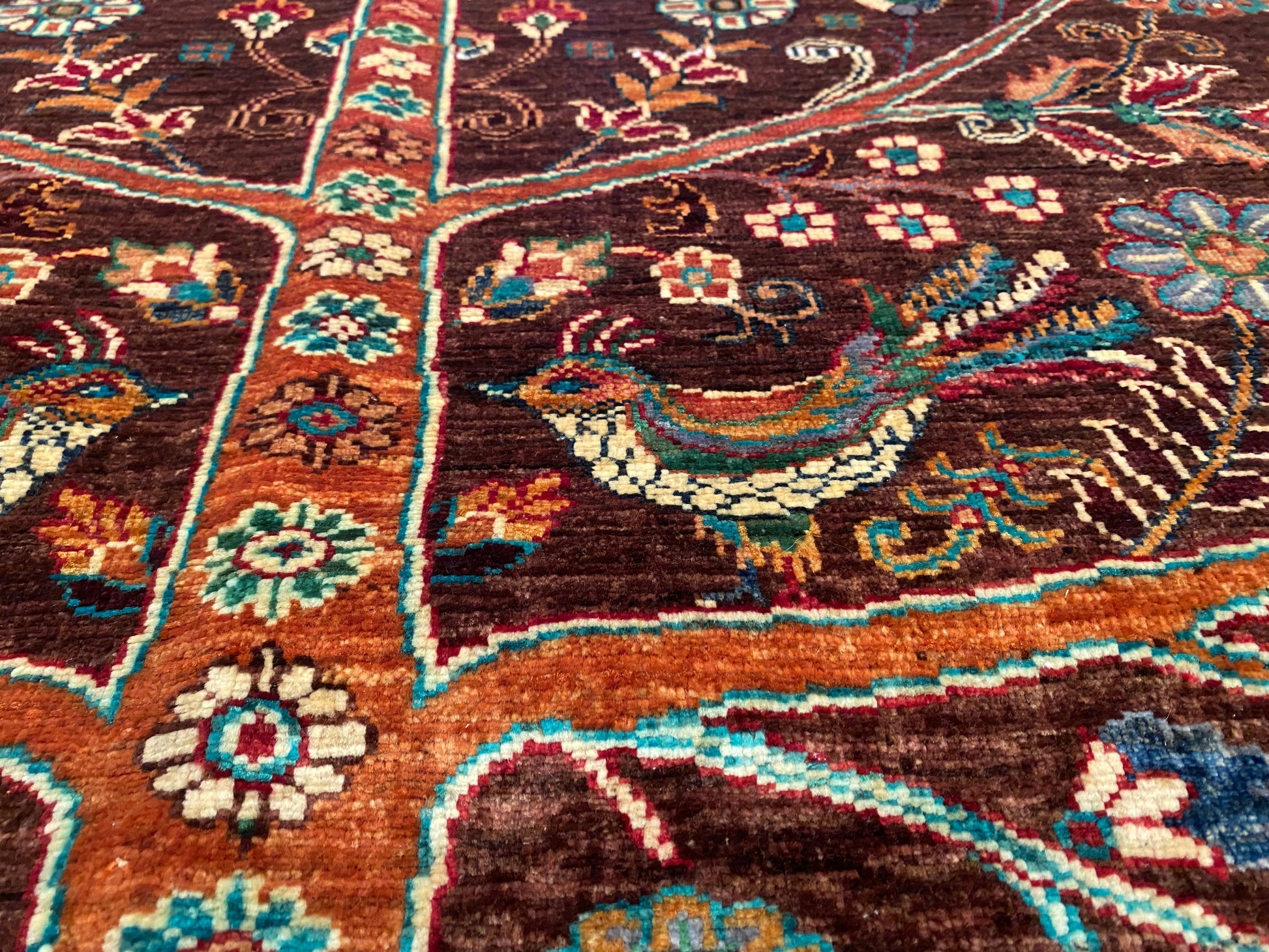 Brown Wool Carpet - Natural Dye Area Rug 4x6ft Cappadocia Rug Collection