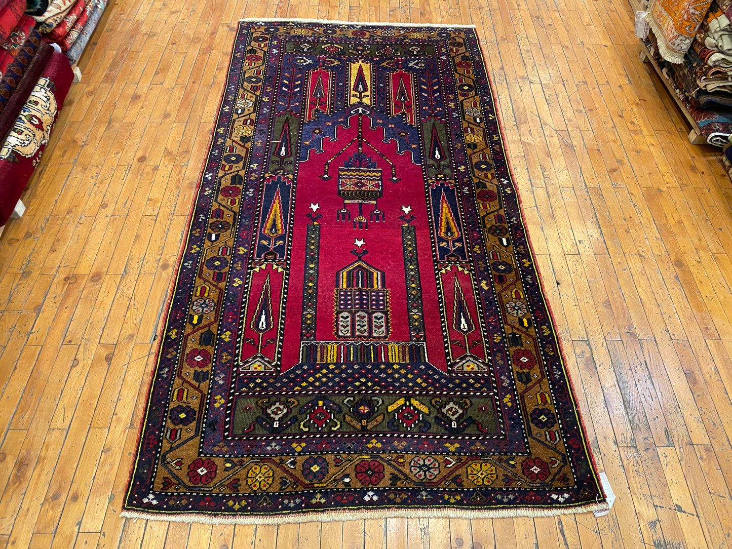 Traditional Handmade Turkish Cappadocia Prayer Rug 4x7ft
