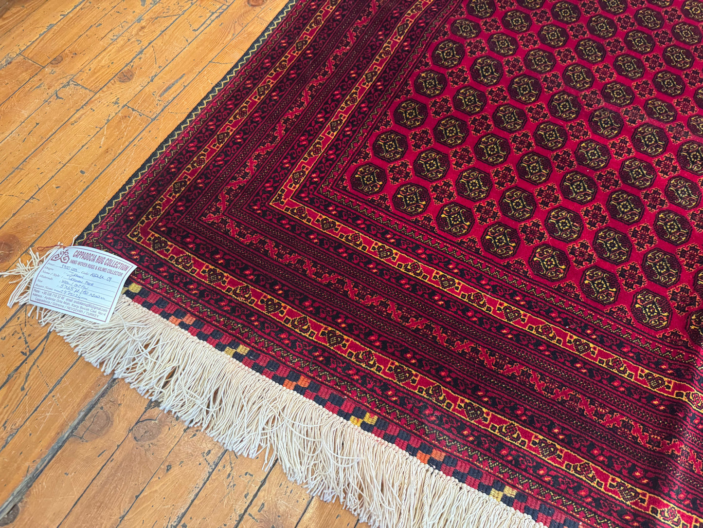 Dark Red Bukhara Natural Handmade Carpet 5x7ft Cappadocia Rug Collection