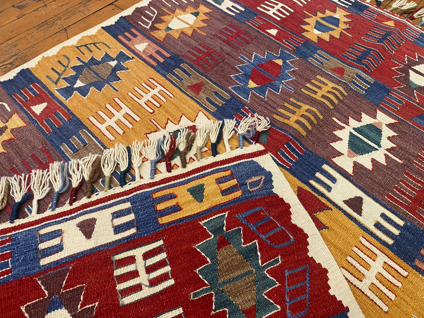 Vintage Anatolian Kilim | Handmade Turkish Flatweave with Tribal Patterns 3x4ft
