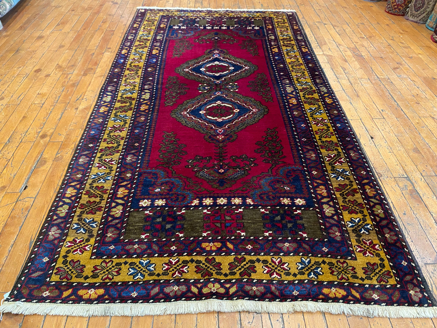 Cappadocia Yahyali Anatolian Turkish Rug 4x6 ft - Handwoven Vintage Wool Carpet Cappadocia Rug Collection